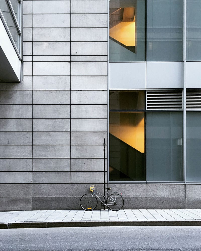 building and bicycle